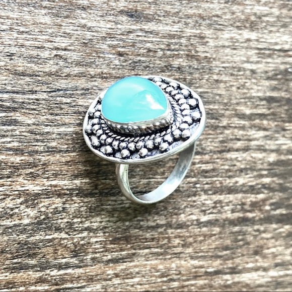 Blue Chalcedony Silver Ring Size 9.5 New - Picture 6 of 13